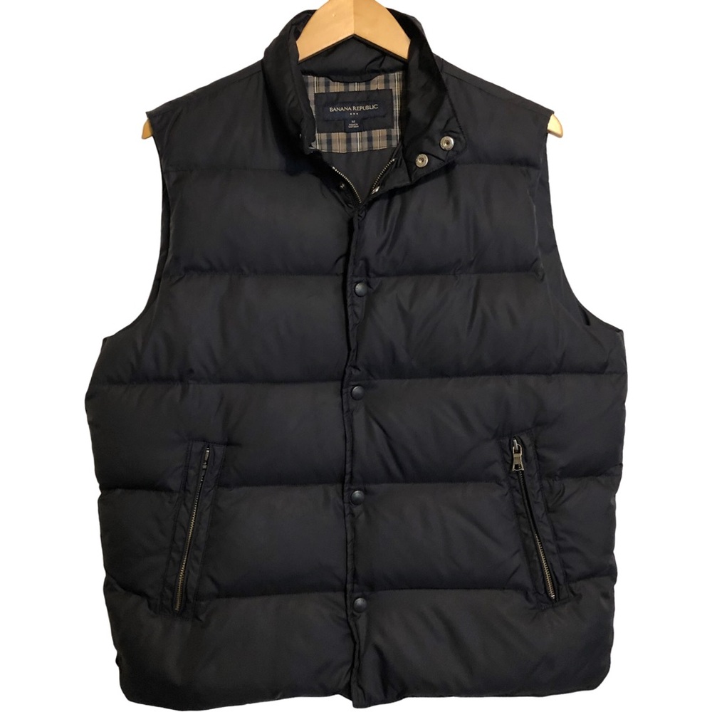 Banana Republic Men's Quilted Black Down Puffer Zip Front/Button Vest Jacket M - Picture 14 of 14